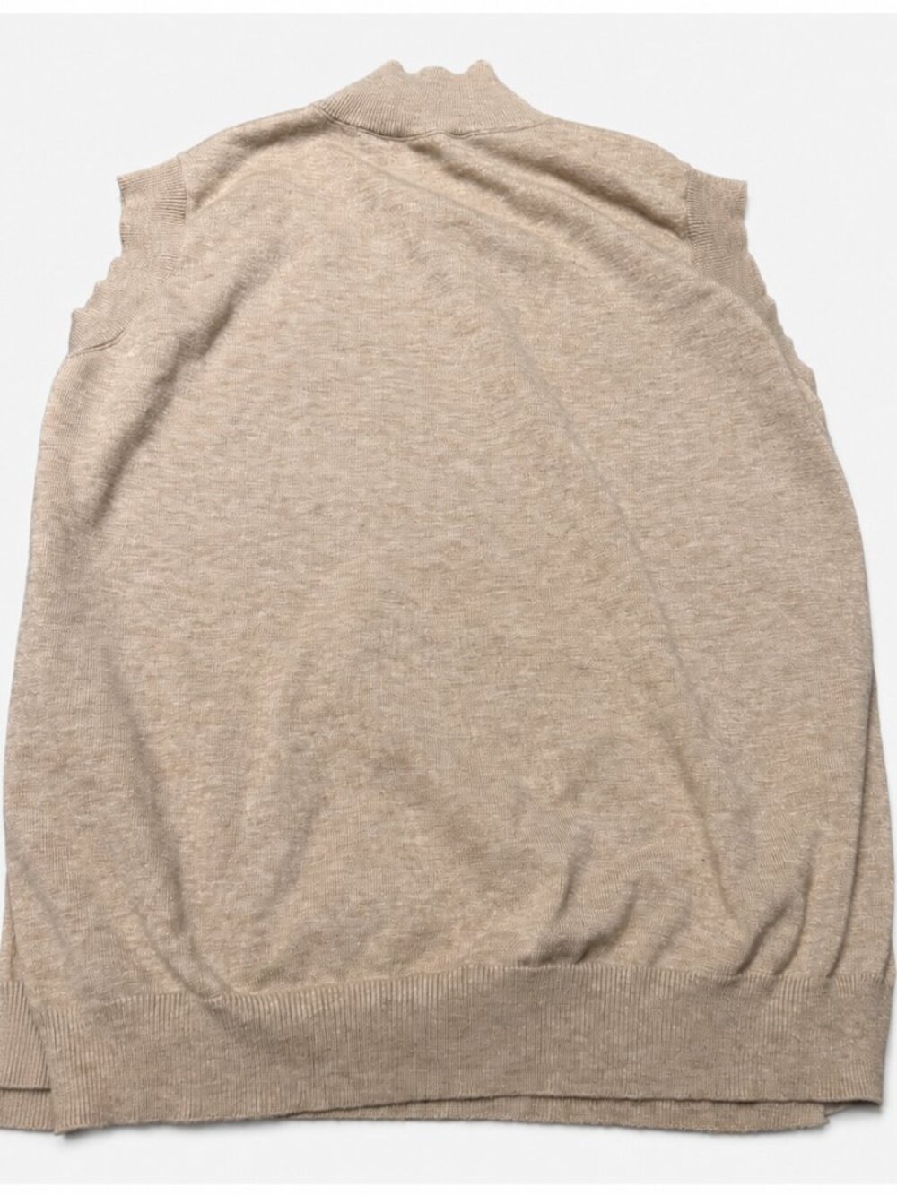 Beige Mock-Neck Sleeveless Sweater Vest Size Medium